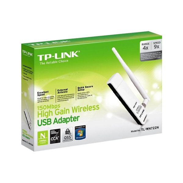 TP-Link TL-WN722N – USB Wifi 150Mbps, Ăng-ten rời, Bắt sóng mạnh