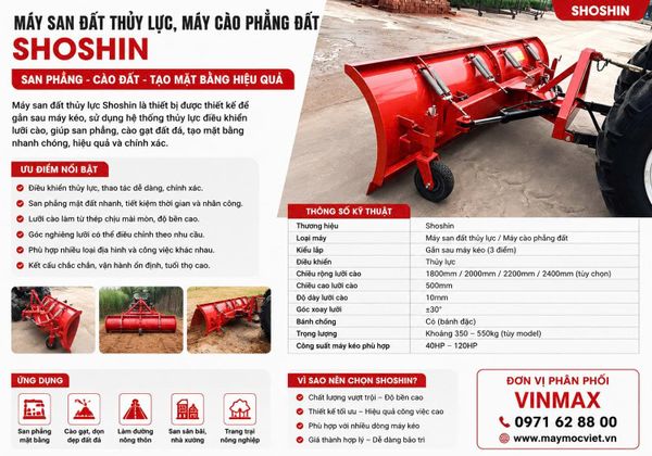 Máy San Đất Thủy Lực, Máy Cào Phẳng Đất Shoshin