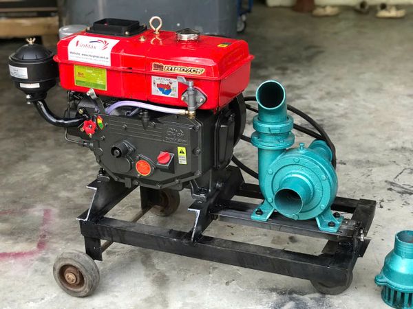 Máy Bơm Nước Đầu Nổ Mát Nước Diesel D8 Phi 76mm Dùng Dây Curoa