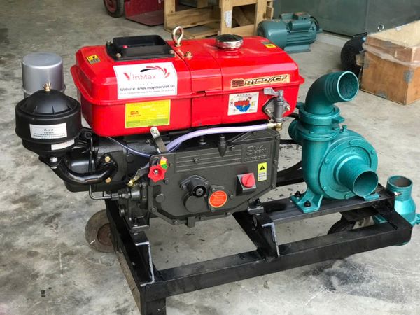 Máy Bơm Nước Đầu Nổ Mát Nước Diesel D8 Phi 76mm Dùng Dây Curoa