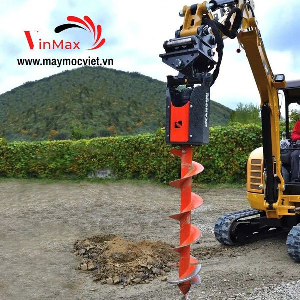 Đầu thủy lực lắp mũi khoan đất gắn cần cẩu xúc đất Turbo TB60