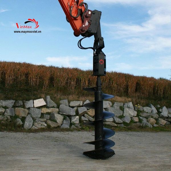 Đầu thủy lực lắp mũi khoan đất gắn cần cẩu xúc đất Turbo TB60