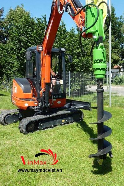 Đầu thủy lực lắp mũi khoan đất gắn cần cẩu xúc đất Turbo TB60