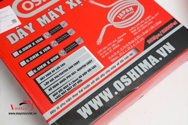 Dây xịt rửa Oshima 6.0mm x 15m hai đầu ren 22mm