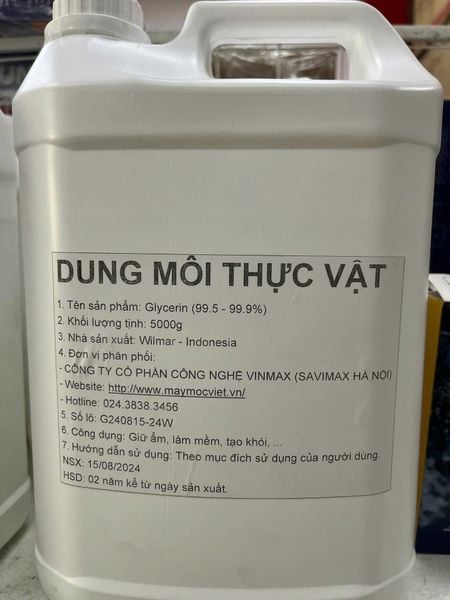 Dung môi thực vật Glycerin tạo khói can 5kg