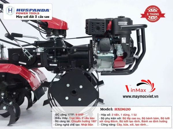 Máy Xới Đất Chạy Xăng 2 Cầu 9HP Huspanda HXD620
