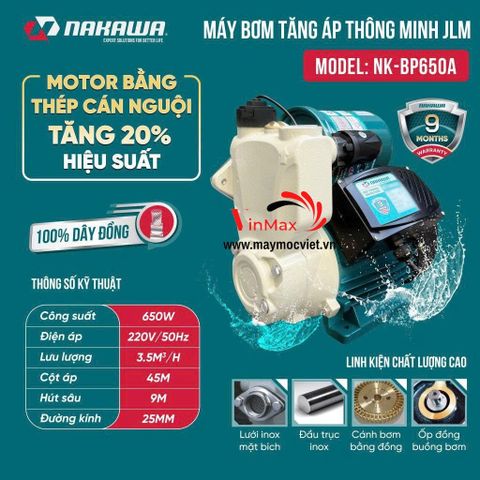 Máy Bơm Tăng Áp Thông Minh NAKAWA NK-BP650A