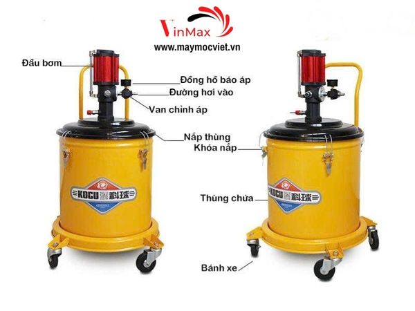 Máy bơm mỡ 38L khí nén AG38