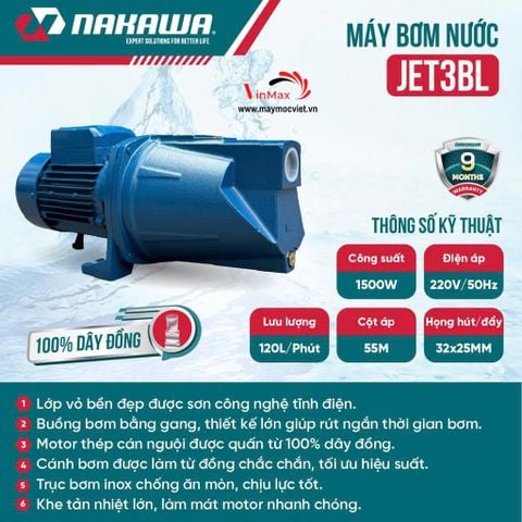 Máy Bơm Nước Chân Không NAKAWA JET3BL