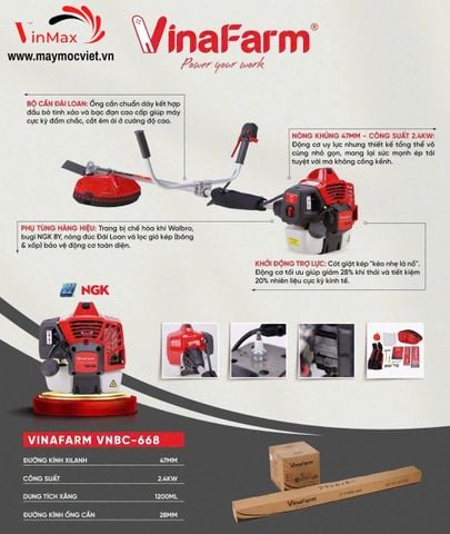 Máy Cắt Cỏ 2 Thì Vinafarm VNBC-668