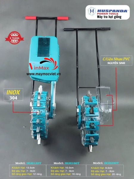 Máy tra hạt, gieo hạt mỏ inox Huspanda