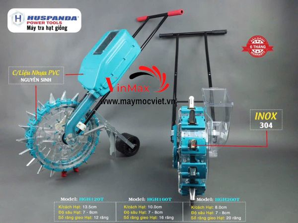 Máy tra hạt, gieo hạt mỏ inox Huspanda