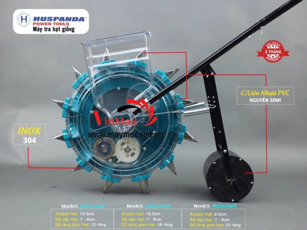Máy tra hạt, gieo hạt mỏ inox Huspanda
