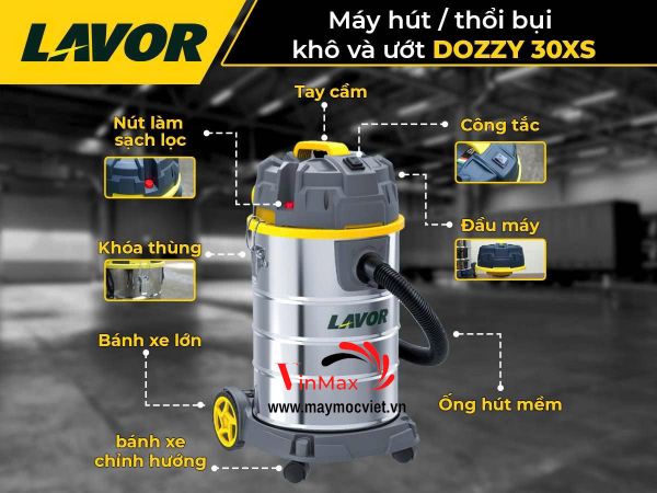 Máy hút bụi nhà xưởng khô ướt Lavor Dozzy 30XS