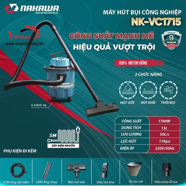 Máy Hút Bụi Công Nghiệp NAKAWA NK-VC1715 1700W