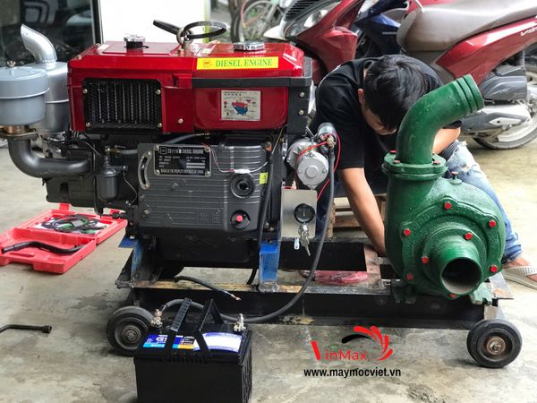 Máy Bơm Hút Cát Đầu Nổ Diesel D24-90 Turbo TB2490 Đề Điện