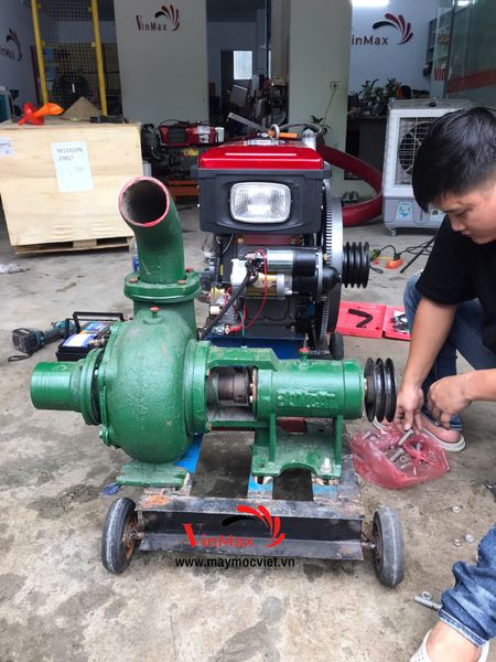 Máy Bơm Hút Cát Đầu Nổ Diesel D24-90 Turbo TB2490 Đề Điện