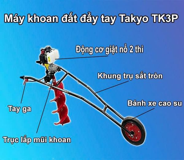 Máy khoan đất bánh xe di chuyển Takyo TK3P