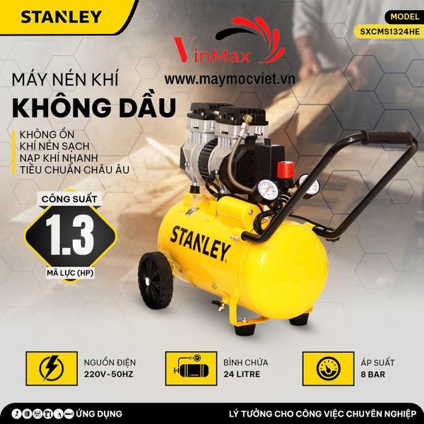 Máy Nén Khí Không Dầu 24L Stanley SXCMS1324HE