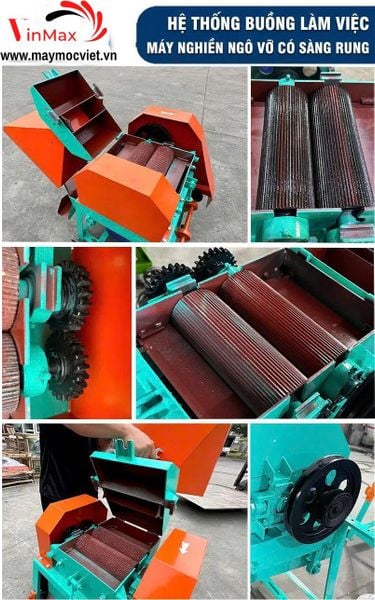 Máy Nghiền Ngô Vỡ Mảnh Có Sàng Rung 1 Pha Turbo TBN700R