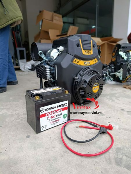 Động cơ xăng đề điện Rato R670EH kèm acquy