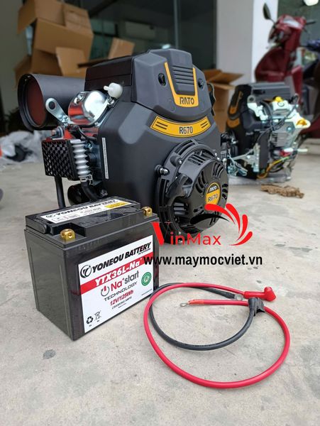 Động cơ xăng đề điện Rato R670EH kèm acquy