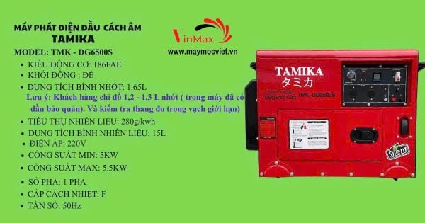 Máy Phát Điện Dầu Cách Âm Tamika TMK-DG6500S 5.5KW