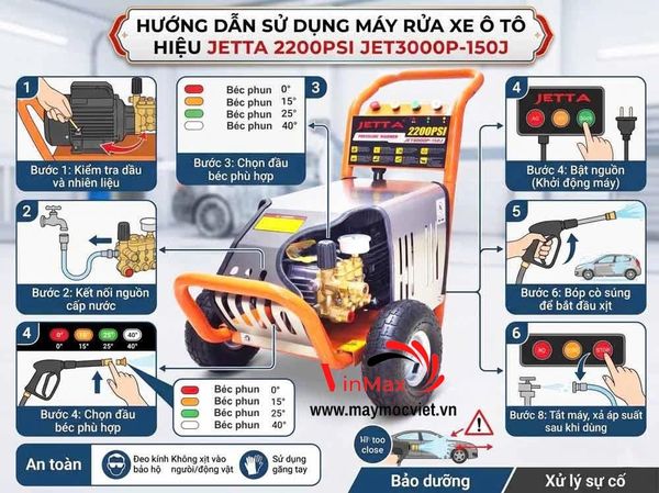 Máy Rửa Xe JETTA 2200PSI JET3000P-150J 3KW