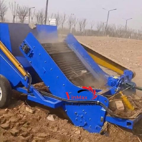 Dàn Thu Gom Đá, Nhổ Khoai, Củ Cải Gắn Máy Kéo 90HP Shoshin S120