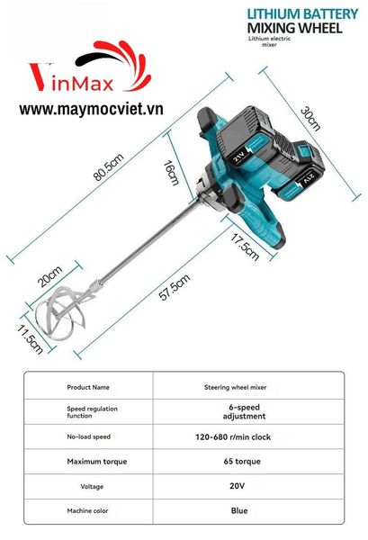 Máy Trộn Sơn, Xi Măng, Bột Trét Tường Mini Dùng Pin Turbo TBS21