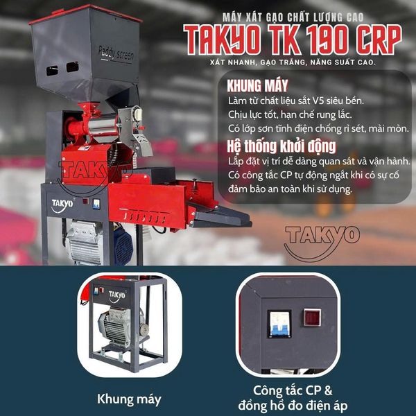 Máy xay xát lúa gạo đa năng TAKYO TK 190 CRP