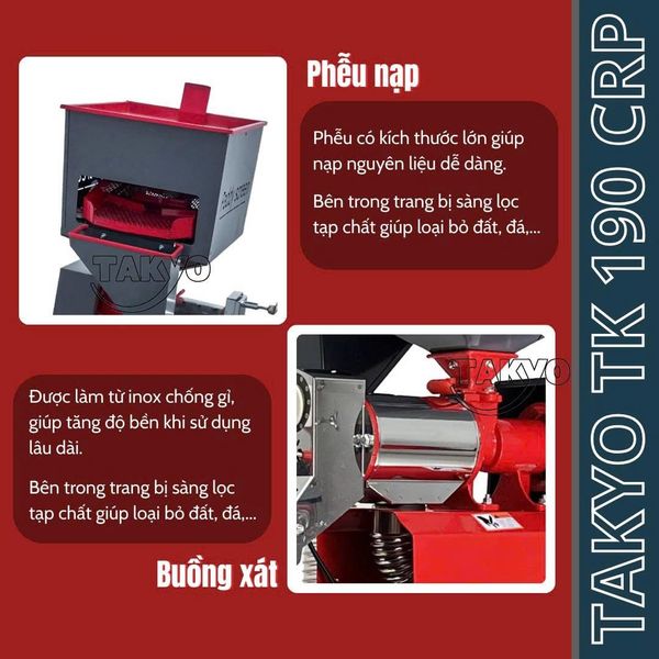 Máy xay xát lúa gạo đa năng TAKYO TK 190 CRP