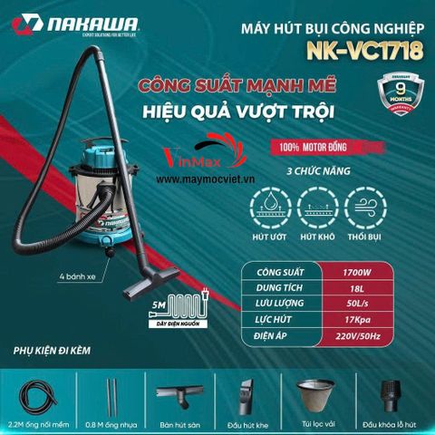Máy Hút Bụi Công Nghiệp NAKAWA NK-VC1718 1700W
