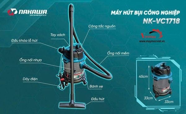 Máy Hút Bụi Công Nghiệp NAKAWA NK-VC1718 1700W
