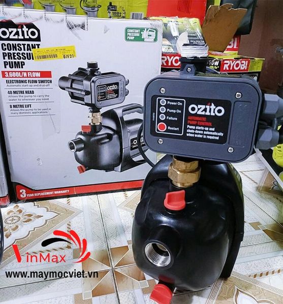 Máy bơm nước điều áp OZITO CPPAS-800, áp suất ổn định, đẩy cao 40m