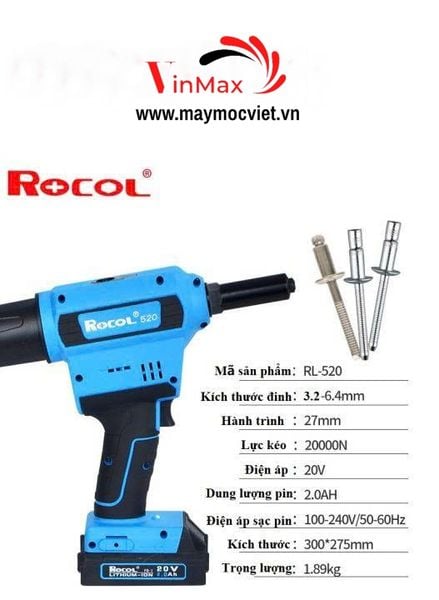 Súng Rút Đinh Rive Dùng Pin Rocol RL-520