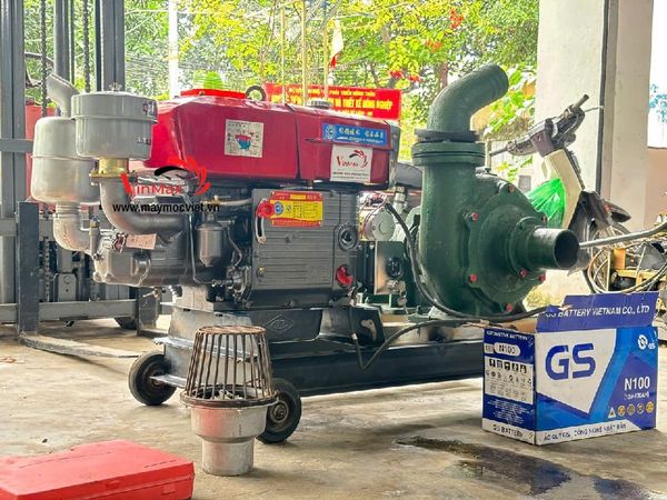 Máy Hút Cát Sên 100 Buồng 40 Cánh Gang Đầu Nổ D24 Đề Điện B10024