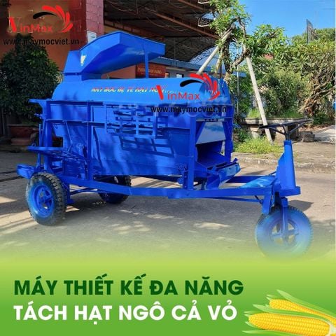 Máy bóc ngô cả áo ngồi lái đầu nổ D24 đề điện Turbo TBTN24