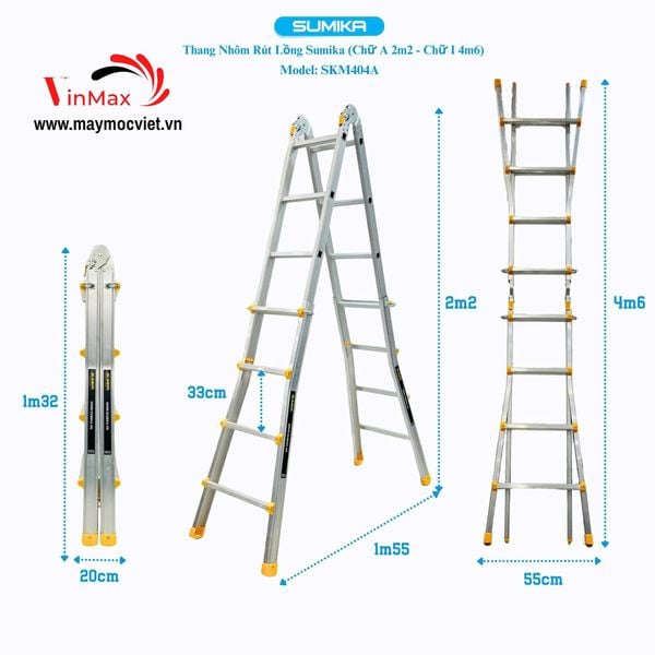 Thang nhôm chữ A rút lồng SUMIKA SKM404A