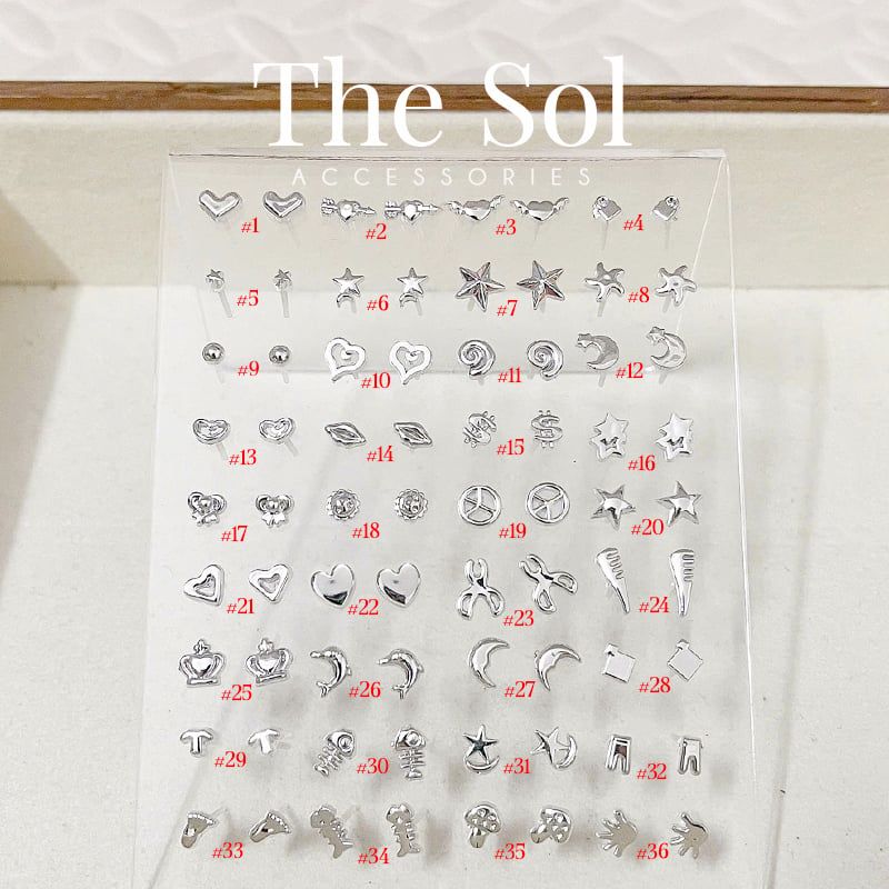  [SHOPEE] Bông Tai Nhựa Nhiều Mẫu Chuôi Su - Màu Bạc 