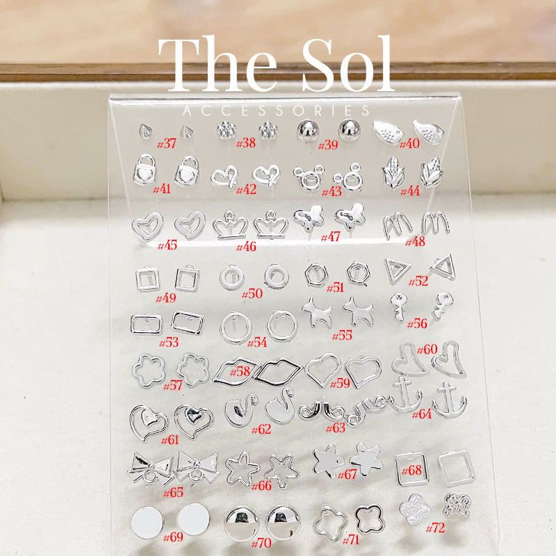  [SHOPEE] Bông Tai Nhựa Nhiều Mẫu Chuôi Su - Màu Bạc 