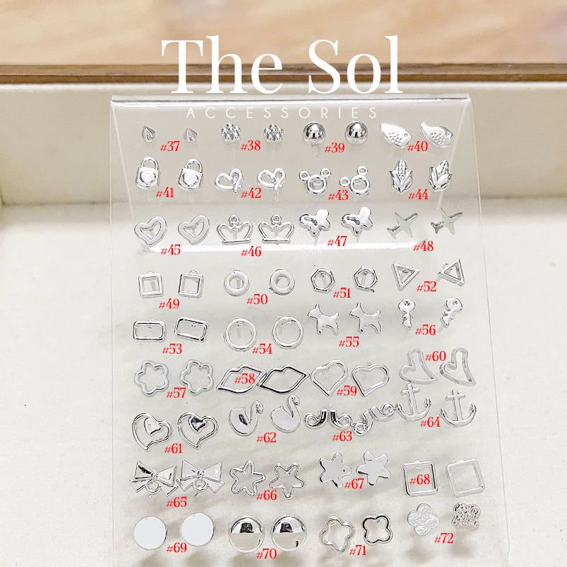  [SHOPEE] Bông Tai Nhựa Nhiều Mẫu Chuôi Su - Màu Bạc 