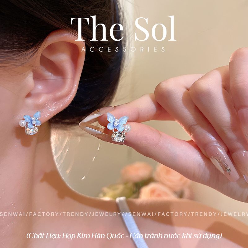  Bông Tai Hàn Quốc Blue Butterfly 