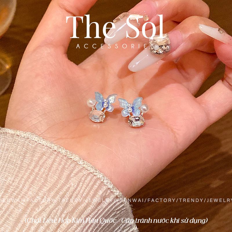  Bông Tai Hàn Quốc Blue Butterfly 