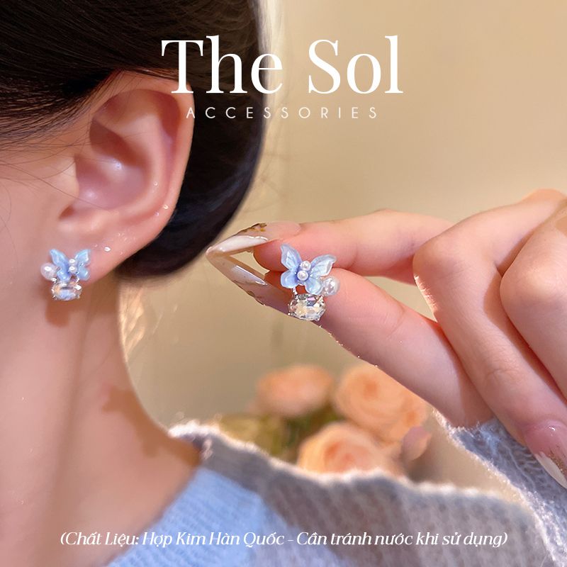  Bông Tai Hàn Quốc Blue Butterfly 