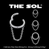  Khuyên Tai Titan Unisex Hoops Tròn Chốt Ẩn Dây Xích 