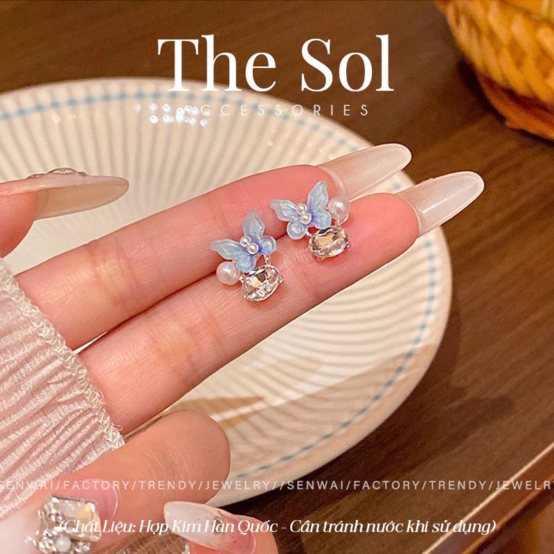  Bông Tai Hàn Quốc Blue Butterfly 