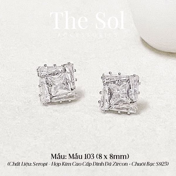  Bông Tai Seropi Diamond Square - Mẫu 103 