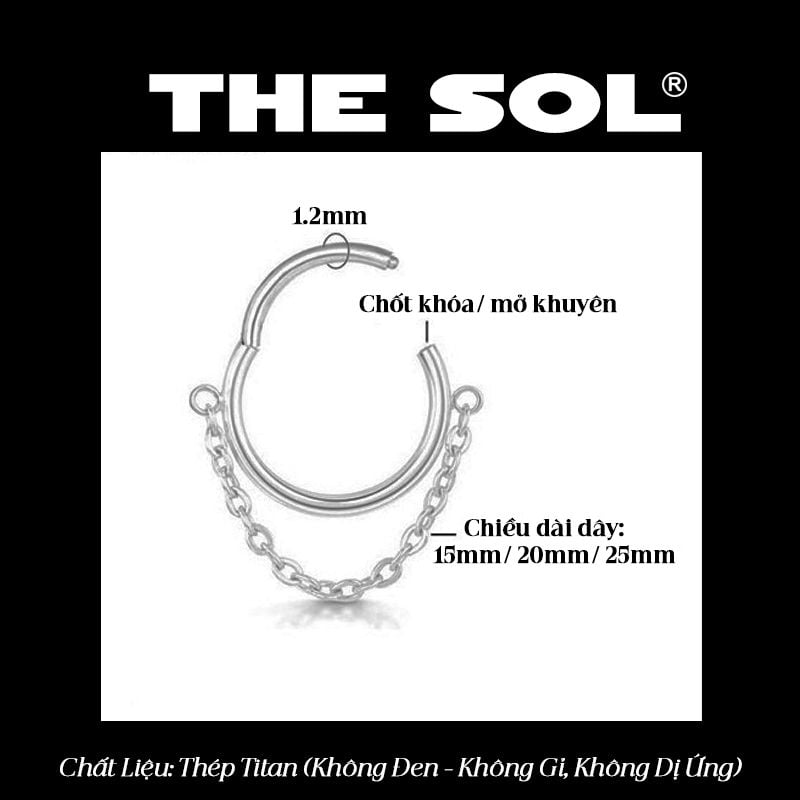  Khuyên Tai Titan Unisex Hoops Tròn Chốt Ẩn Dây Xích 