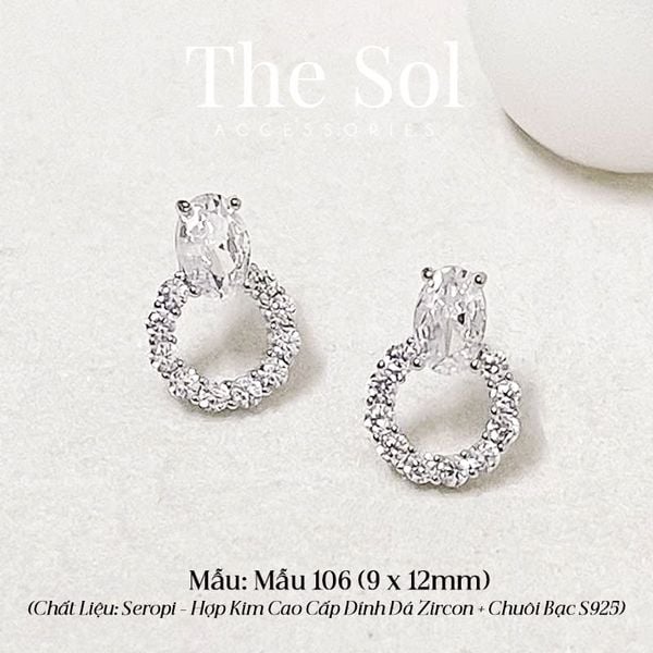  Bông Tai Seropi Diamond Heart - Mẫu 104 